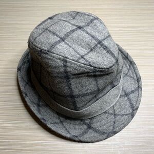 Karl Knox Gray Wool Plaid Fedora Hat